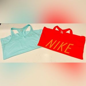 Lot Of 2 Nike Women’s Dri-Fit Racerback Shirts Red And Mint Size M
